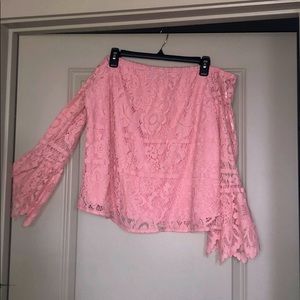 Blue Rain Off the Shoulder Top